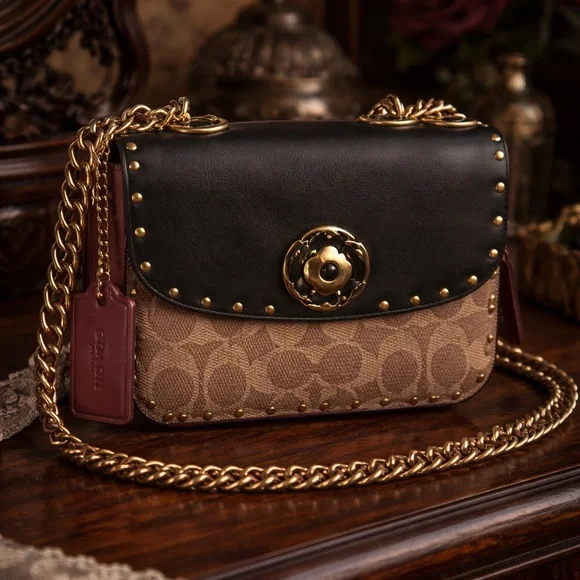 Coach Studded Signature Canvas Chain Crossbody Bag - Picture 1 of 11